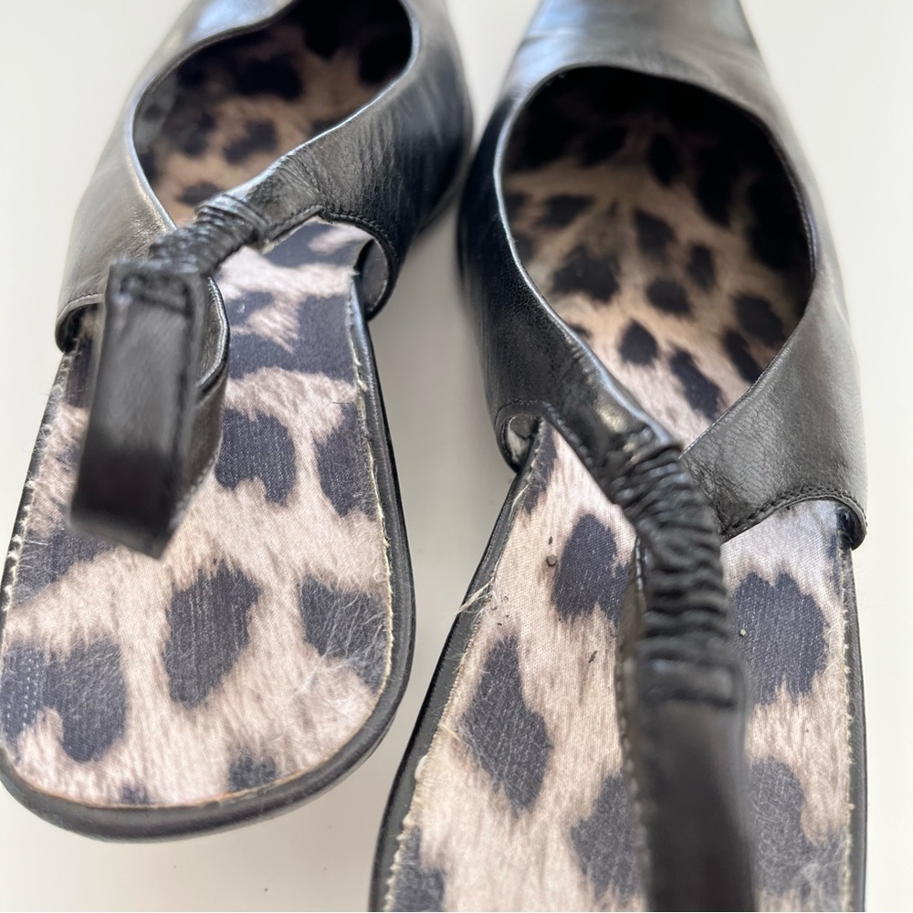 Enzo Angiolini Black Leather Slingback Heels with Leopard Insole - Picture 7 of 8